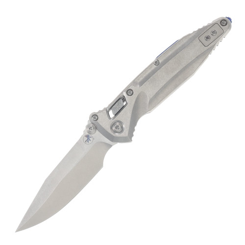 Microtech Socom Delta RAM-LOK Spear Point MS Folder STNWSH-STNWSH TI W/ Blue