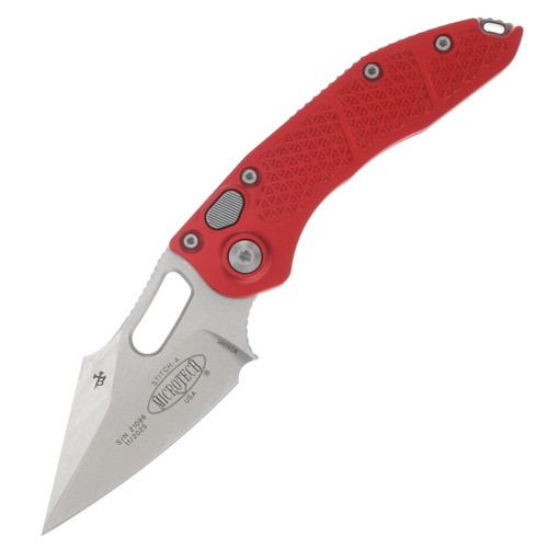 Microtech Stitch OTS Auto S/E Stonewash Standard Red Aluminum AUMT16910RD