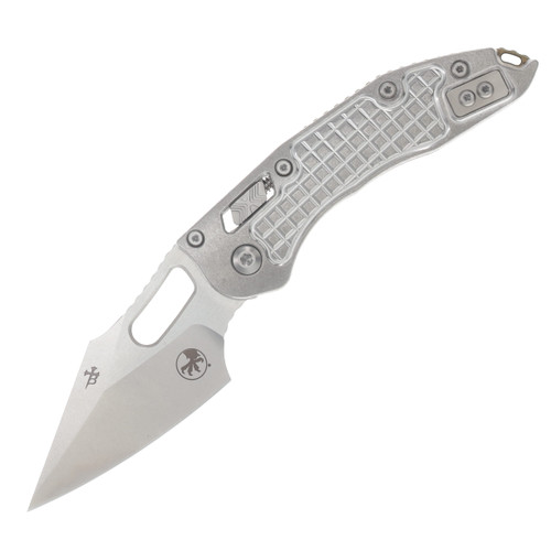 Microtech M-Stitch RAM-LOK MS Folder STNWSH-STNWSH Slab Side TI W/ Blue AUMT169MRL10MS2