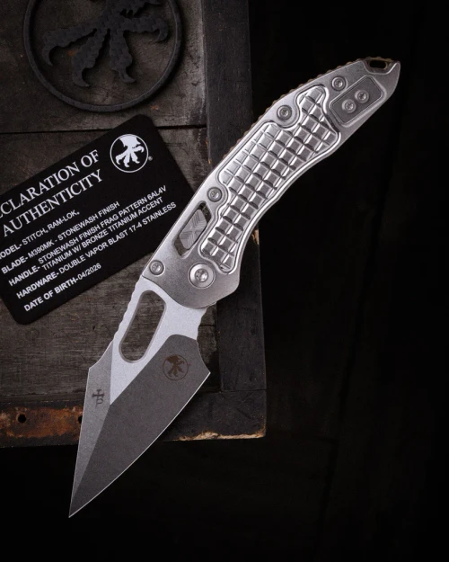 Microtech Stitch RAM-LOK MS Folder STNWSH-STNWSH Frag TI W/Bronze Accent AUMT169RL10FRMS1