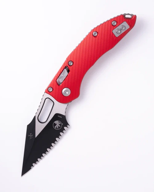 Microtech Stitch RAM LOK Folder S/E Black Serrated - Fluted Aluminum Red