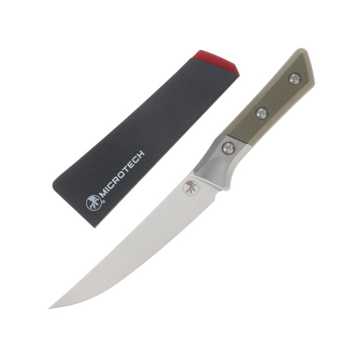 Microtech 6.125" Boning Knife Stonewash M390MK/OD Green G-10 with Titanium Bolsters MT3100B10OD