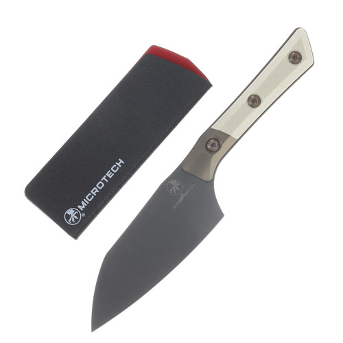 Microtech 4.2" Santoku Knife DLC M390MK/Ivory G-10 with Titanium Bolsters MT3300B1DLCIVS