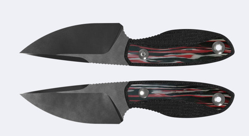 Kizer Finch Fixed Blade Knife Gray PVD Coated & Stonewashed AEB-L/Black Micarta and Red, Black & Blue Reconstituted Wood 1134A2