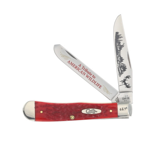 Case XX Red Pickbone Tribute to American Wildlife Trapper Folding Knife Gift Set CAT107RPB