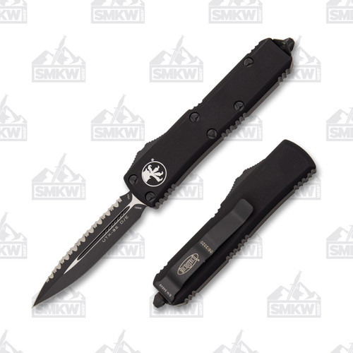 Microtech UTX-85 D/E OTF Automatic Fully Serrated Tactical Black Knife
