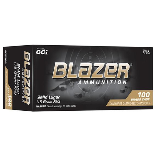 CCI Blazer Brass 9mm Luger FMJ 115gr Ammo 100rd Value Pack