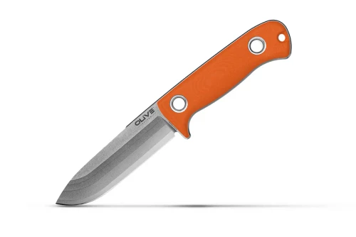 Olive Knives Arbor Fixed Blade Orange G10 Handle Stonewash Elmax - Kydex Sheath