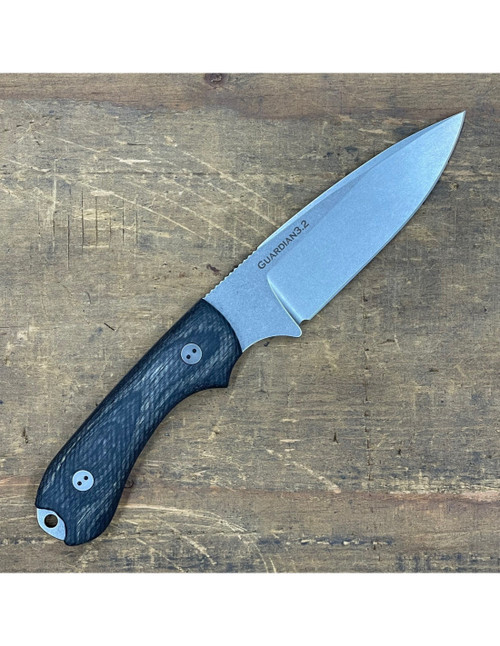 Bradford Guardian3.2 Fixed Blade Knife False Edge Stonewash M390/Charcoal Libertywood BRAD3667