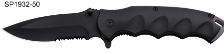 Combat Ready 5" Folding Knife Black ABS Linerlock A/O 3Cr13 Serrated CBR400