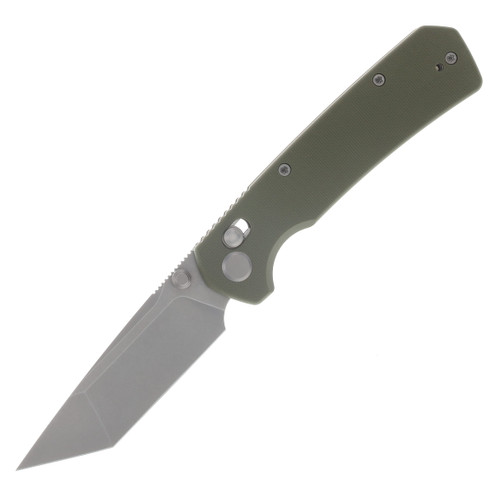 GEO Knife Blaze Axis Lock Folding Knife Stonewash M390 Blade Green G10 Handle GEO2503H