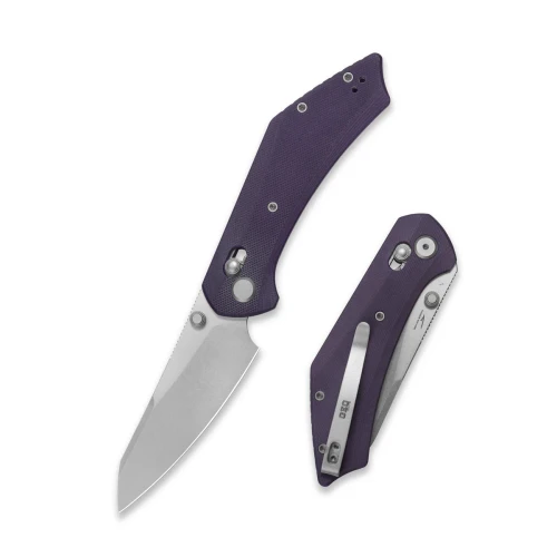 GEO Knife Maciej Torbé DIVID Axis Lock Folding Knife SW M390 Blade Purple G10 Handle