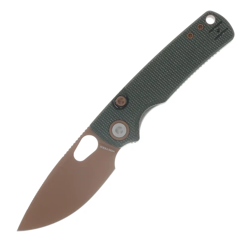 Vosteed Porcupine Thumb FoHole lder 14C28N Copper Dune Blade Green Micarta Handle A2609