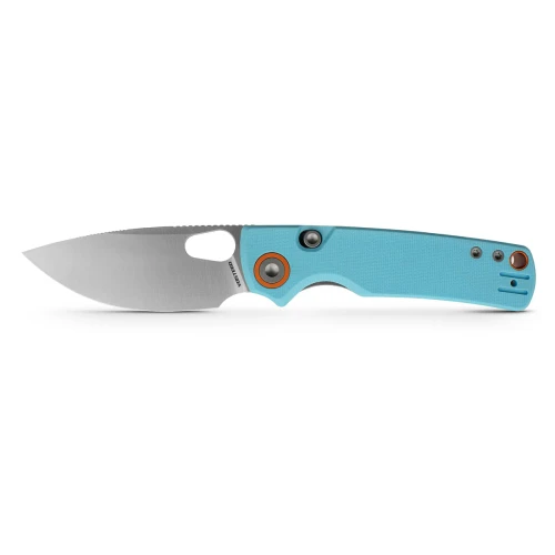Vosteed Porcupine Thumb Hole Folder 14C28N Satin Blade Sky Blue G10 Handle