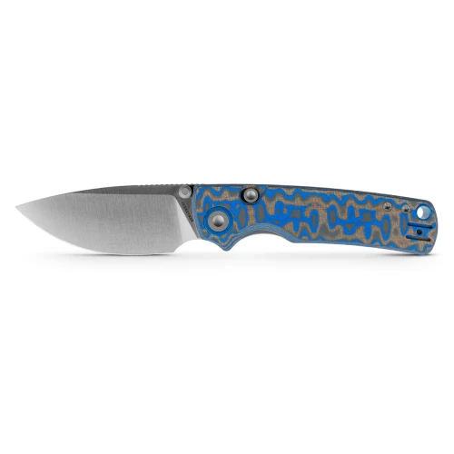 Vosteed Porcupine Thumb Stud Folder 14C28N Satin Blade Blue Ocean Micarta Handle
