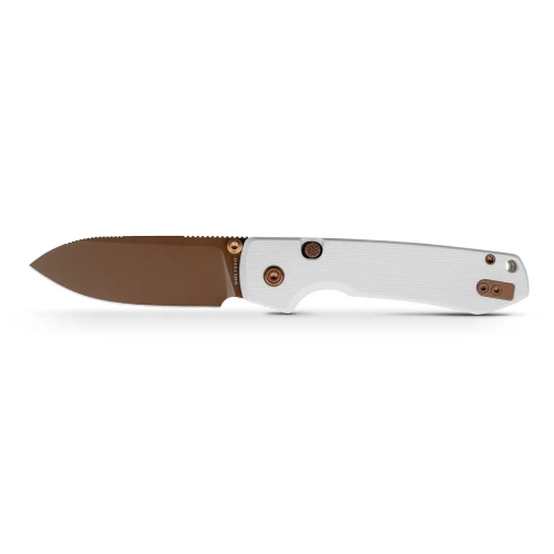 Vosteed Raccoon Top Liner Lock Folder 14C28N Copper Dune Blade White G10 Handle
