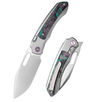 Remette Knives Orca Folder Titanium and Jazzy Camo Carbon Handle M390 Blade ORCAJY
