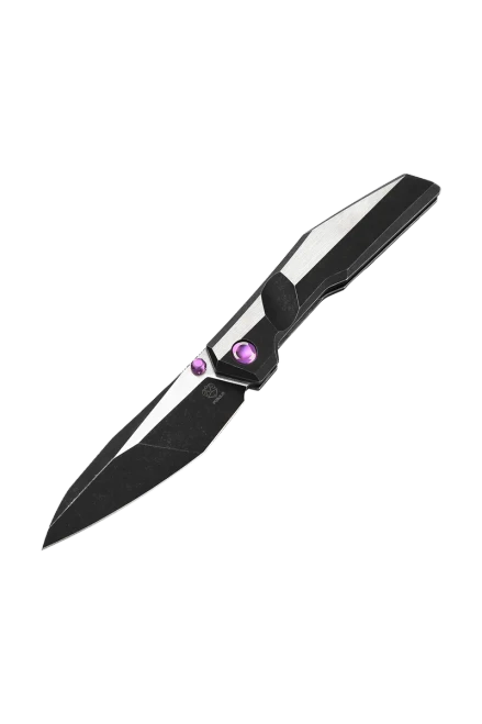 Poikilo Blade Komodo Standard DSW Folder TI Handle W/Purple Accent M398 Blade POIBKOMOSDSW