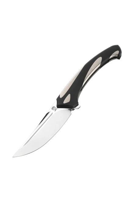 Poikilo Blade Orca Midtech MSW Folder Gray Black TI Handle - Timascus Clip - M398 Blade POIBORCAMMSW