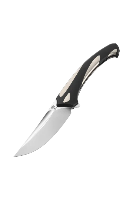 Poikilo Blade Orca Standard PSW Folding Knife Black Gray TI Handle M398 Blade POIBORCASPSW
