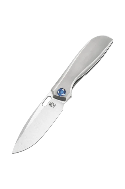 Poikilo Blade Gecko Folding Knife Standard PSW V1 TI Handle W/ Blue Accent M398 Blade