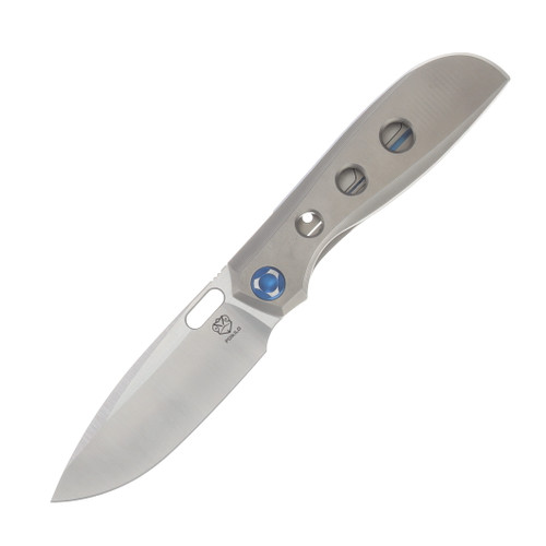 Poikilo Blade Gecko Folding Knife Standard PSW V3 TI Handle W/3 Circles-Blue Accent M398 Blade POIBGECSPSWV33CIRC