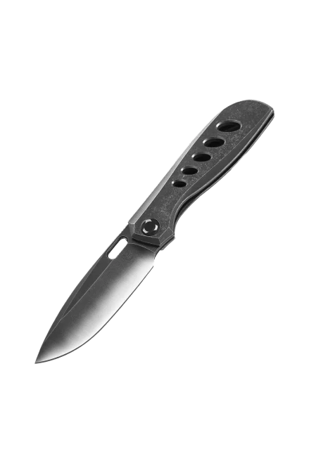 Poikilo Blade Gecko Folding Knife Standard DSW V4 TI Handle W/ 5 Ovals M398 Blade POIBGECSDSWV45OVL