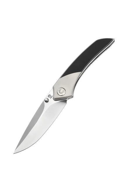 Poikilo Blade Tuna Mini Standard PSW Folding Knife Black Gray TI Handle M398 Blade