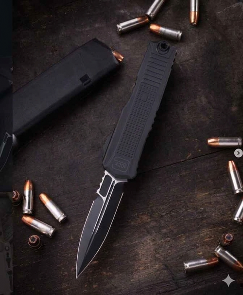 Glock x Microtech Glock G19K D/E OTF Auto Black Bayonet Blade and Hardware Standard Black Chassis 80-1T GLO79314
