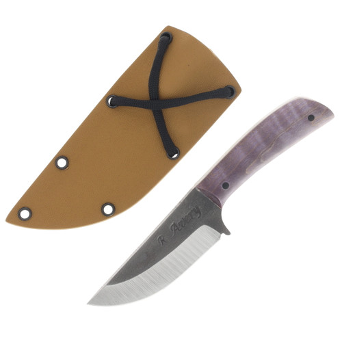 Avery Knifeworks Mini XL Fixed Blade Knife Forged Magnacut/Purple Dyed Curly Maple AK04PCM