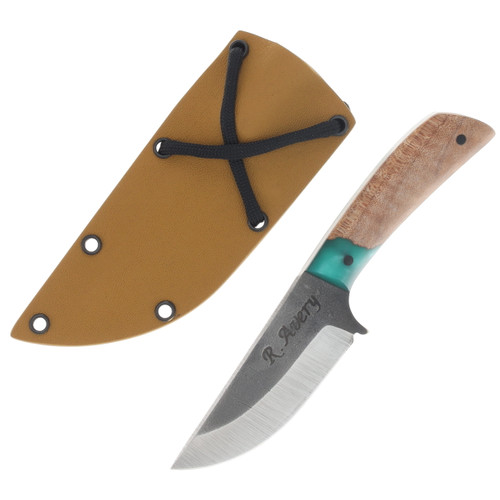 Avery Knifeworks Mini XL Fixed Blade Knife Forged Magnacut/Seafoam Resin & Maple Ak04SM