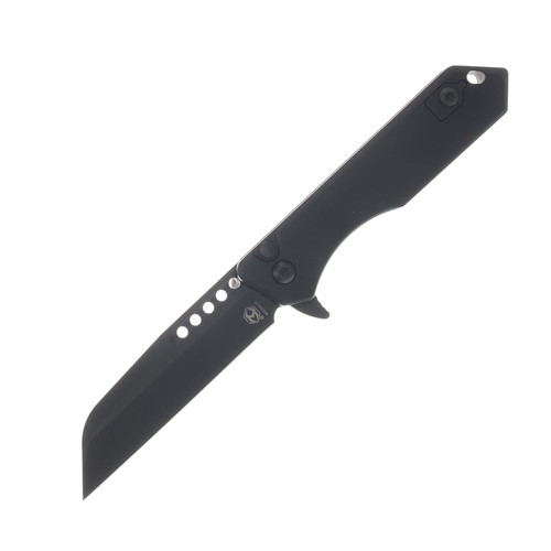 Heretic Jinn Button Lock Folding Knife Tactical Black DLC Magnacut/Aluminum with Titanium Pocket Clip H213-6A-T