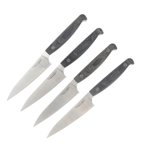 Bradford Table Knife Stonewash Magnacut/3D Microtextured Charcoal Libertywood 4-Pack with Leather Roll BRAD3691