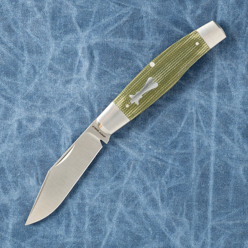 Jack Wolf Stockman Green Canvas Micarta Folding Knife STOCK-01-GRN-CAN-MIC