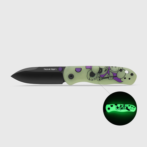 Kizer Halloween 2026 Vampire Drop Bear Button Lock Folding Knife Matte DLC Ultra Elmax/Glow In The Dark G-10 KI3619HW1
