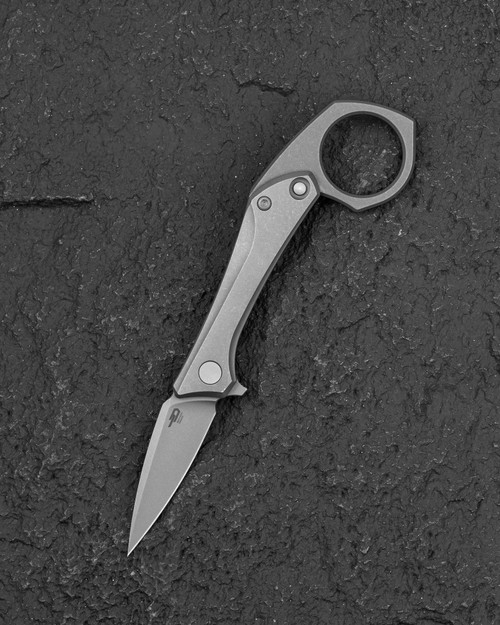 Bestech Duci Framelock Folding Knife Dark Bead Blast Stonewash 20CV/Dark Bead Blast Stonewash Titanium BT2605B