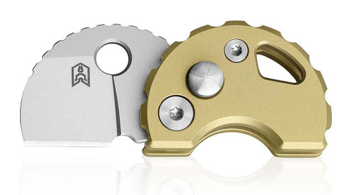 Bestechman Turtle Button Lock Folding Knife Bead Blasted Blade/Gold Titanium BM20C