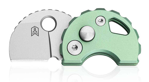 Bestechman Turtle Button Lock Folding Knife Bead Blasted Blade/Green Titanium BM20D
