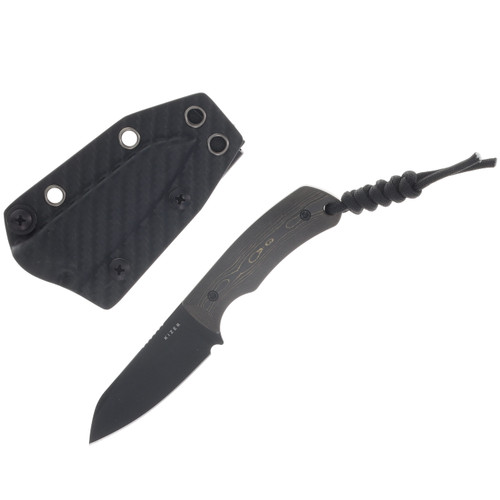 Kizer Field Mouse Fixed Blade Knife Black 3V/Gold Camo FatCarbon 1135A1