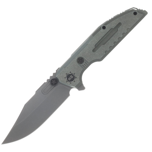 WE Knife Co Army Inspired Muster Folder Olive Gray Titanium Handle Gray SW M390 Blade WE23058-2