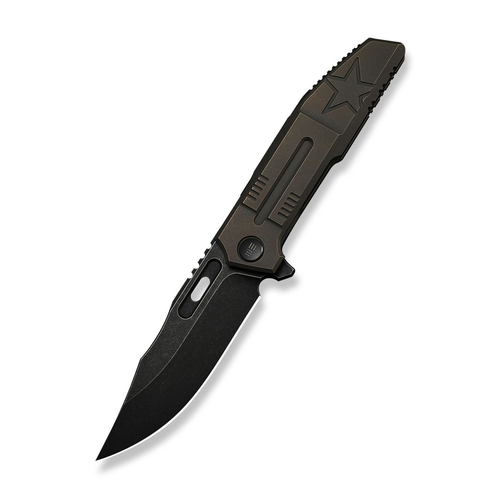 WE Knife Co Marine Inspired Barracks Folder Bronze Titanium Handle Black SW M390 Blade WE25078-2