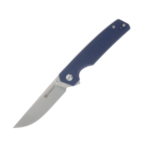 Sencut Stria Folding Knife Milled Blue Canvas Micarta Handle Satin D2 Blade S25112-3