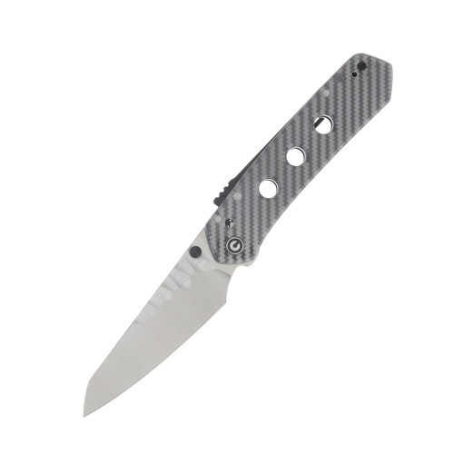 CIVIVI Vision FG Folder Polished Clear Lexan Handle Satin Nitro V Blade W/ Rock Grind Pattern C22036-8