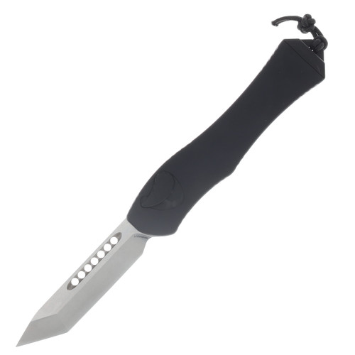 Heretic Hydra V4 OTF Automatic Tanto Stonewash Blade Black Aluminum Handle H406-2A