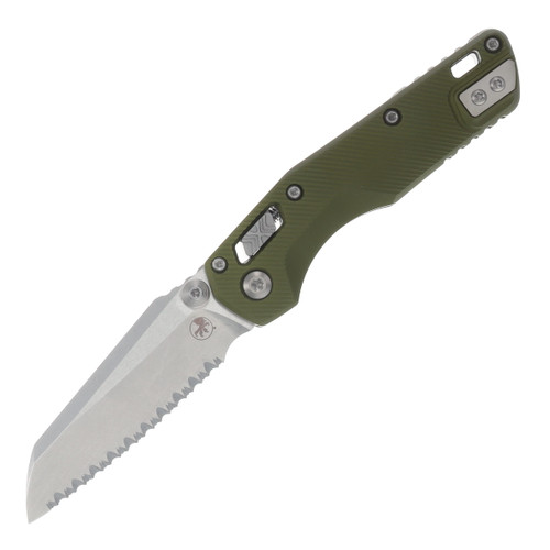 Microtech MSI Mini RAM-LOK Folder SW Full Serrate Fluted Aluminum OD Green MT210M12FLOD
