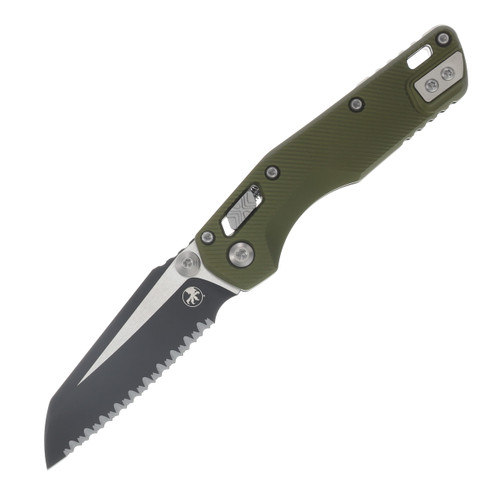 Microtech MSI Mini RAM-LOK Folder Black Full Serrate Fluted Aluminum OD Green MT210M3FLOD