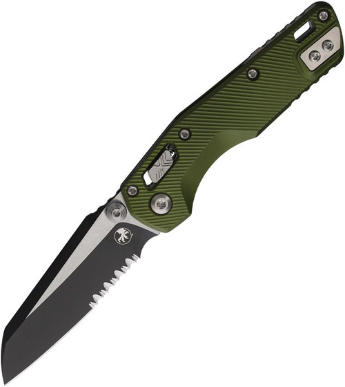 Microtech MSI Mini RAM-LOK Folder Black Part Serrate Fluted Aluminum OD Green MT210M2FLOD