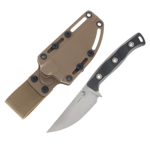 Microtech Akris Fixed Blade SW Standard G-10 Black - Tan Kydex Sheath W/Belt Loop MT9510BK6
