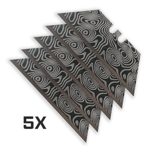 Exceed Designs Damascus Black Smooth Tajima V-Rex II Utility Blades 5-Pk