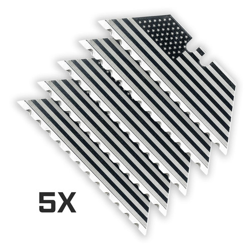 Exceed Designs USA Flag Black 12-Point Serrated Utility Blades 5-Pack